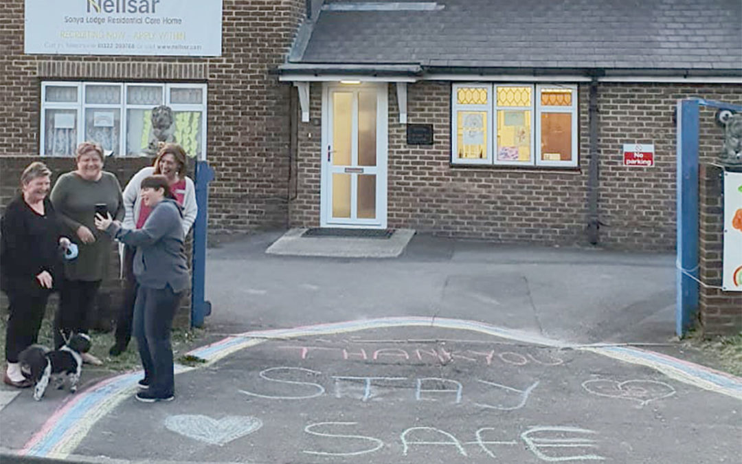 Sonya Lodge Residential Care Home creates a Stay Safe chalk rainbow