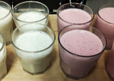 Glasses of fruit smoothies