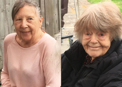 Sonya Lodge Residential Care Home residents smiling at the camera at a barbecue in the garden
