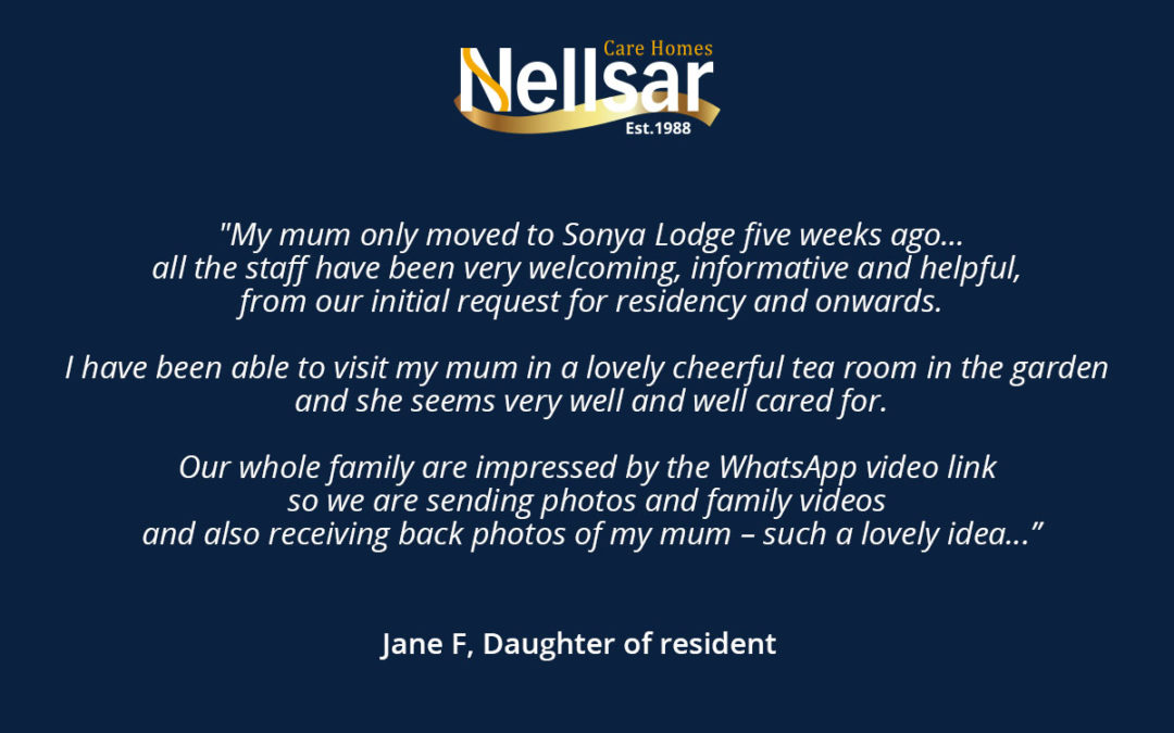Praise for our staff and care at Sonya Lodge Residential Care Home