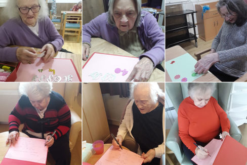 Sonya Lodge Residential Care Home making a birthday card for a staff member