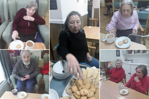 Sonya Lodge Residential Care Home residents enjoying tea and shortbread