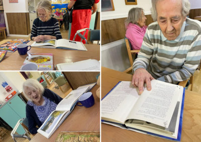 Sonya Lodge Residential Care Home residents enjoying books