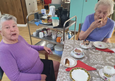 Residents having afternoon tea at Sonya Lodge Residential Care Home
