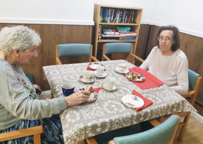 Residents enjoying afternoon tea at Sonya Lodge Residential Care Home