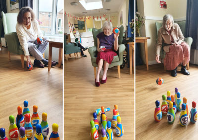 Games of indoor skittles at Sonya Lodge Care Home