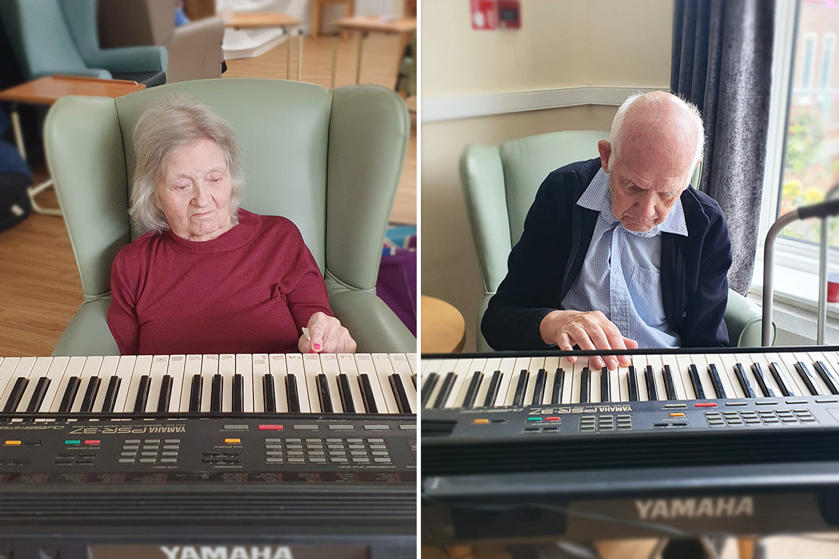Sonya Lodge Residential Care Home residents at the electric keyboard
