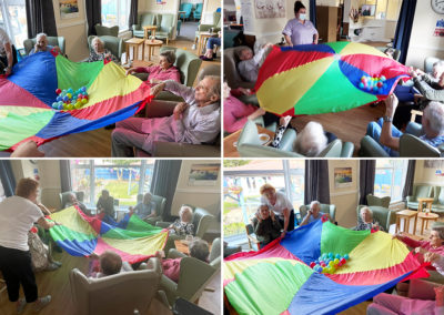 Parachute games at Sonya Lodge Residential Care Home
