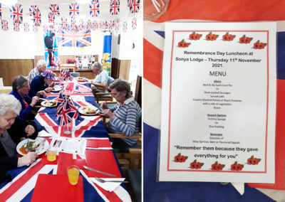 Remembrance Day lunch at Sonya Lodge Residential Care Home
