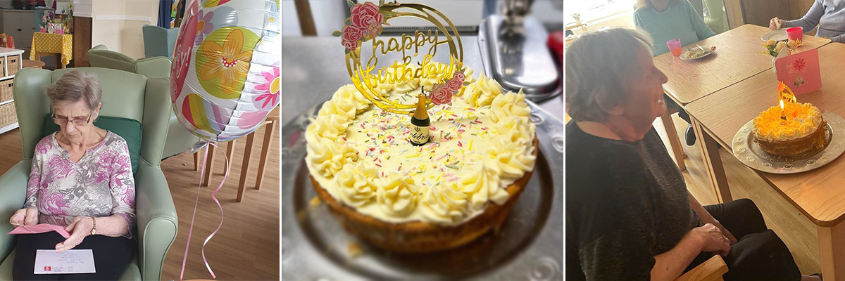 Celebratory birthday cake at Sonya Lodge Residential Care Home