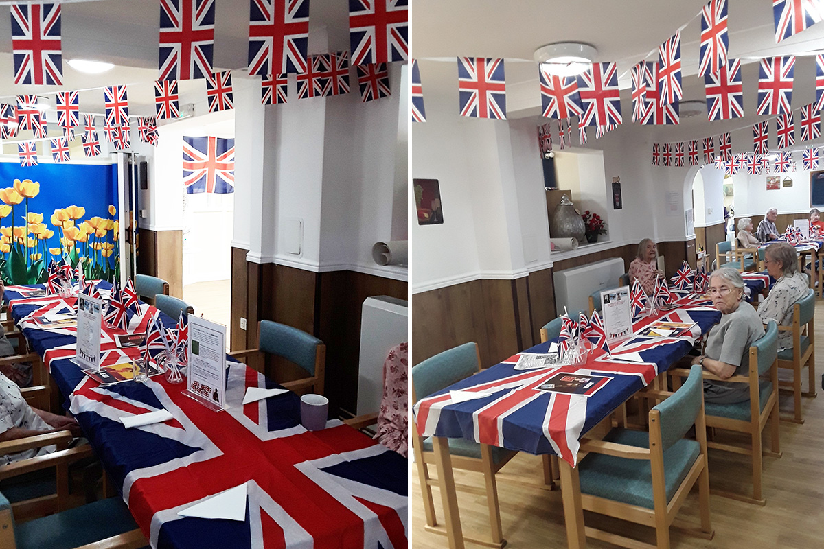 VE Day decorations at Sonya Lodge Residential Care Home