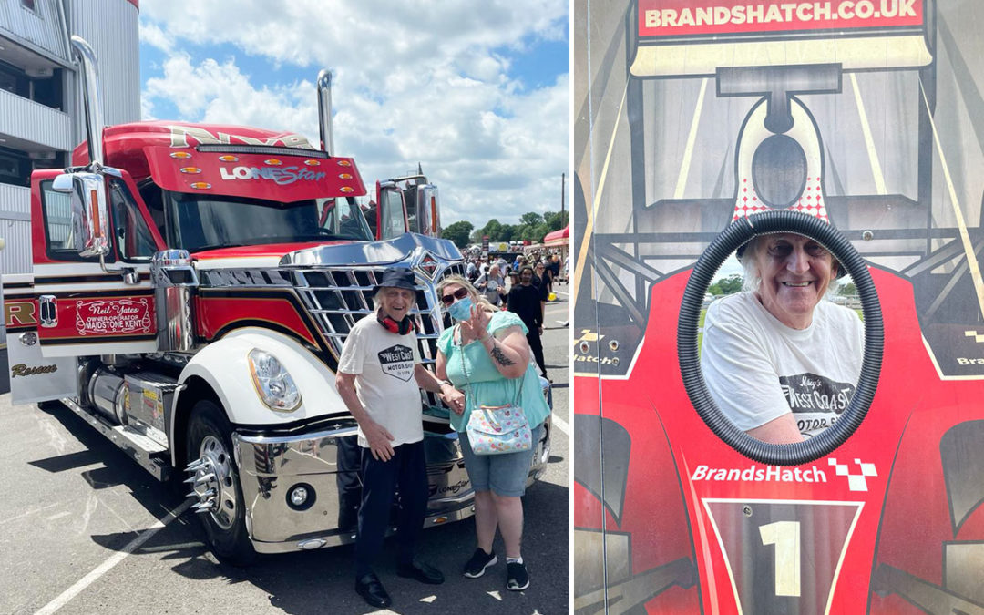 Sonya Lodge Residential Care Home resident Keith visits Brands Hatch