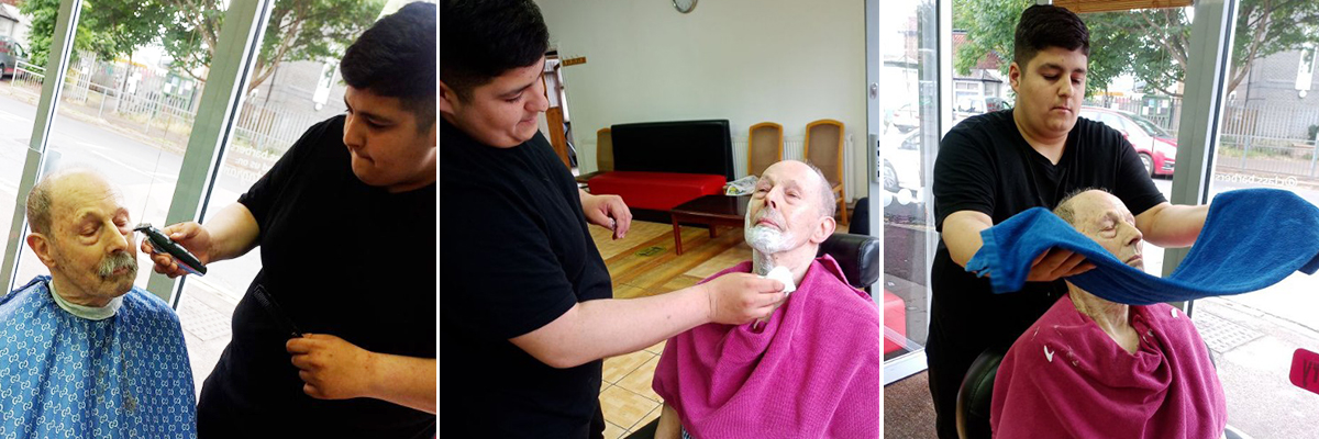 Sonya Lodge Residential Care Home resident George at the barbers