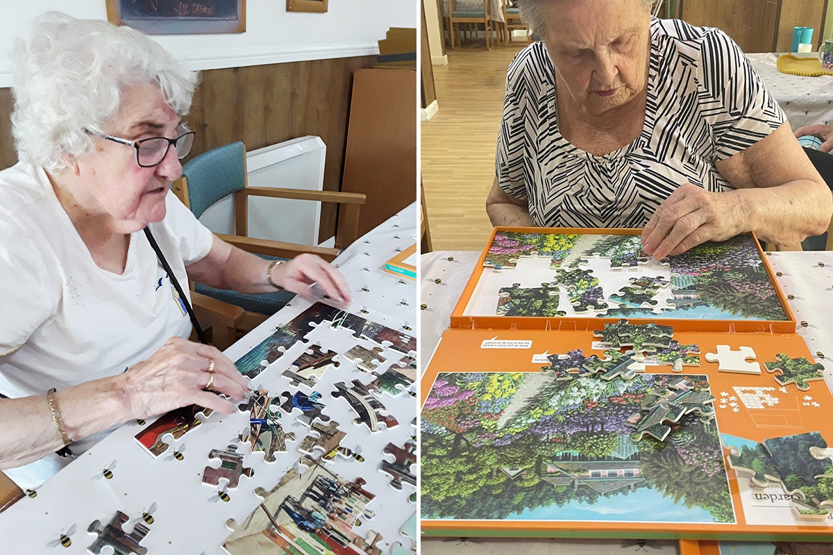 Residents enjoying jigsaw puzzles at Sonya Lodge Residential Care Home