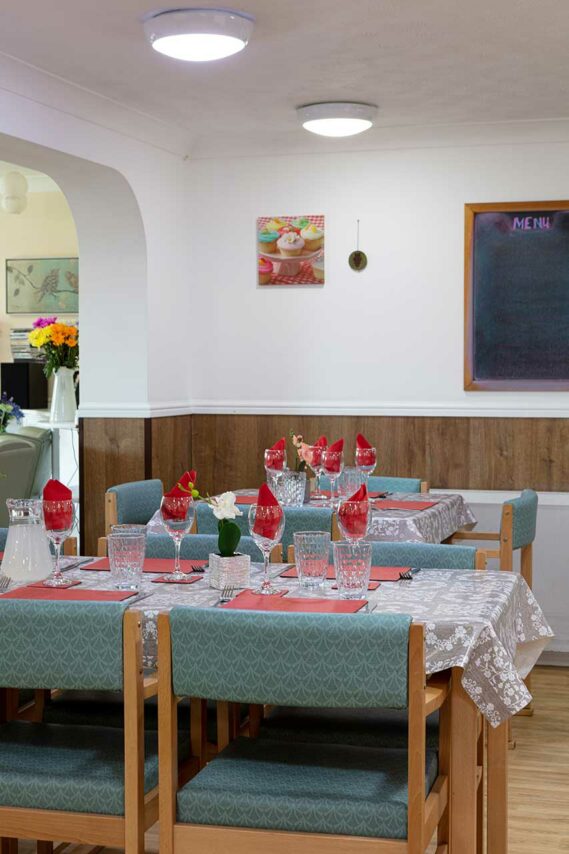 The dining room room at Sonya Lodge Residential Care Home