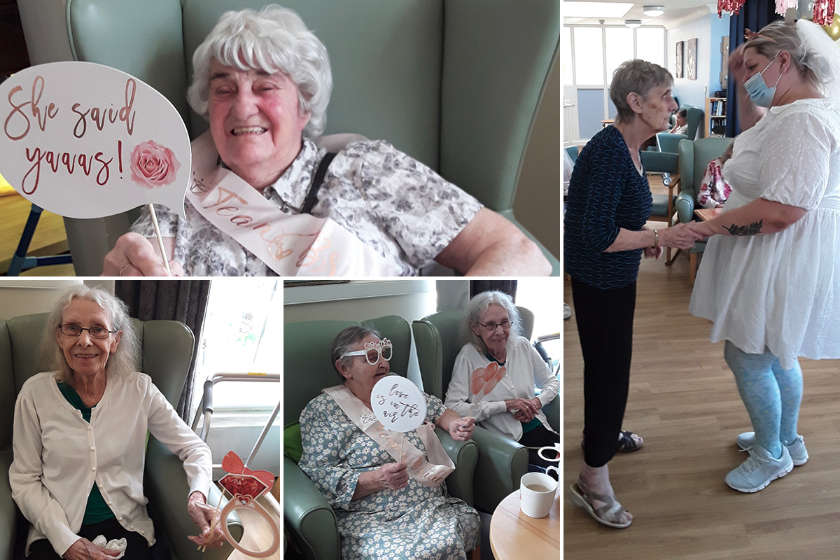 Sonya Lodge Residential Care Home residents and staff celebrating Deanne's hen party