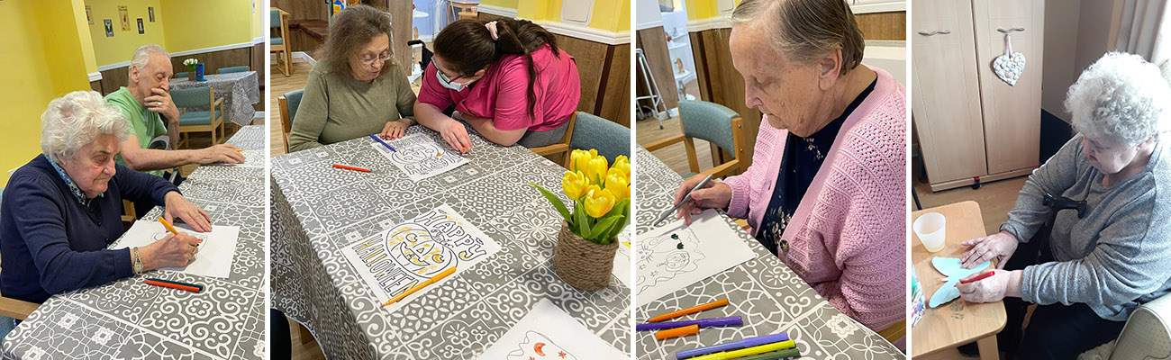 Halloween colouring at Sonya Lodge Residential Care Home