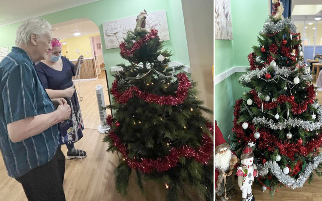Putting up Christmas decorations at Sonya Lodge Residential Care Home