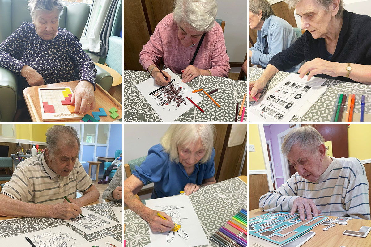 Enjoying art and games together at Sonya Lodge Residential Care Home
