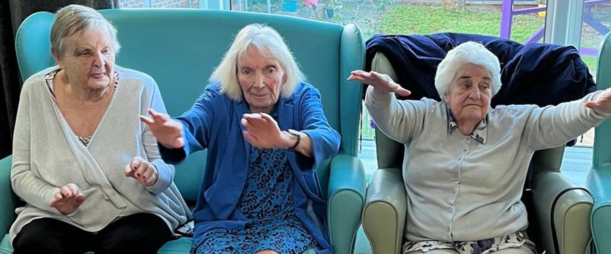Sonya Lodge Residential Care Home residents doing stretches