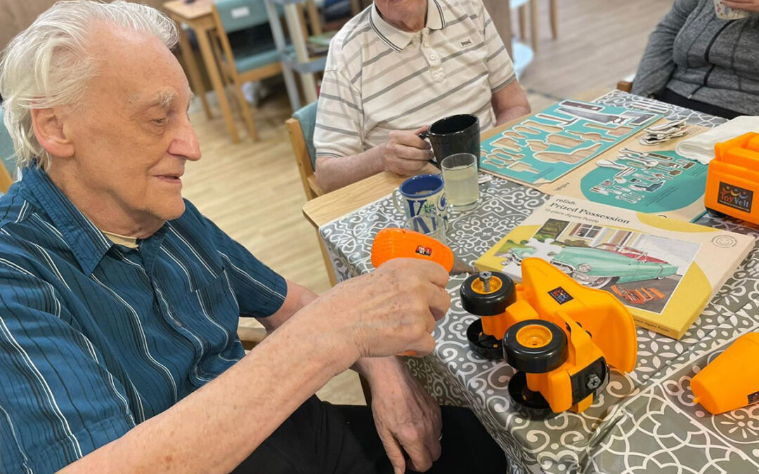 Constructing toys and puzzles at Sonya Lodge Residential Care Home