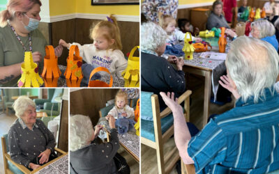 Sonya Lodge Residential Care Home residents making Chinese lanterns with children