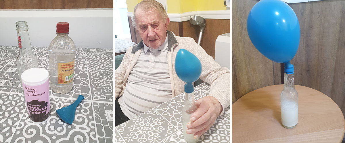 Inflating balloons experiment at Sonya Lodge Residential Care Home