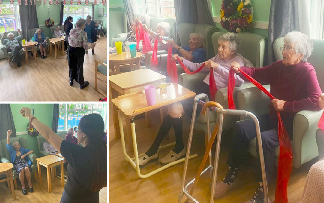 Having fun with chair fitness at Sonya Lodge Residential Care Home