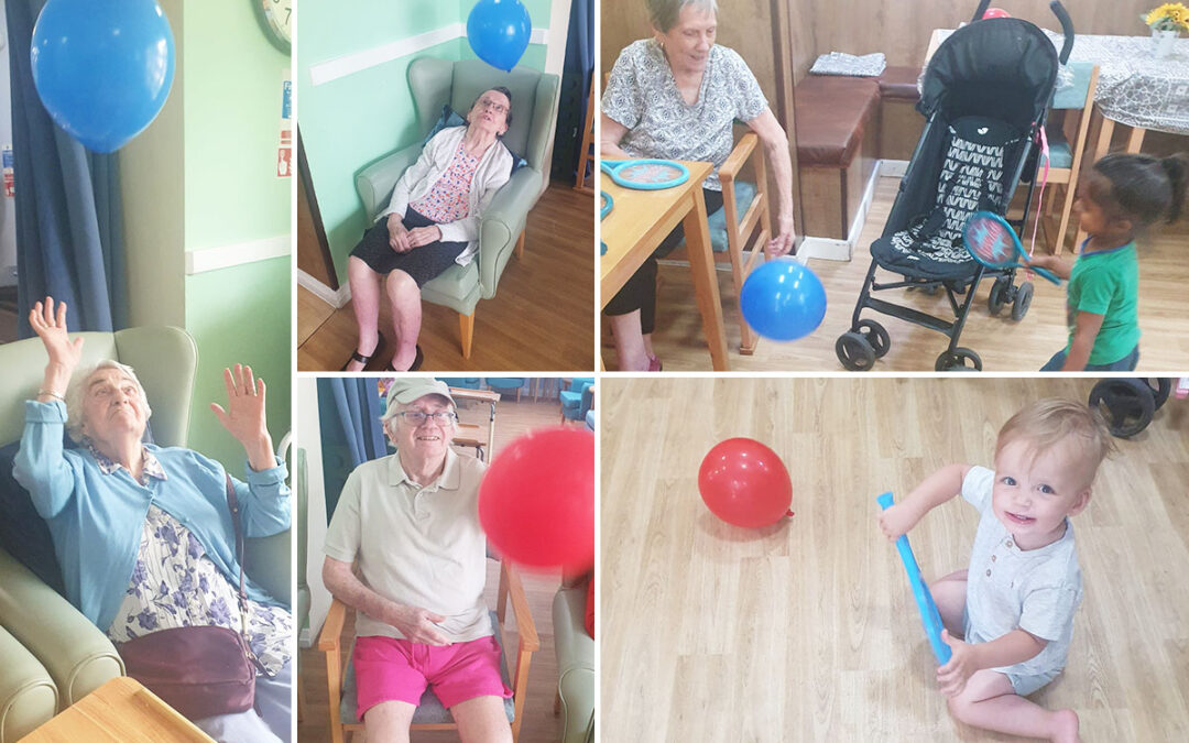 Sonya Lodge Residential Care Home residents enjoy balloon tennis with visiting children