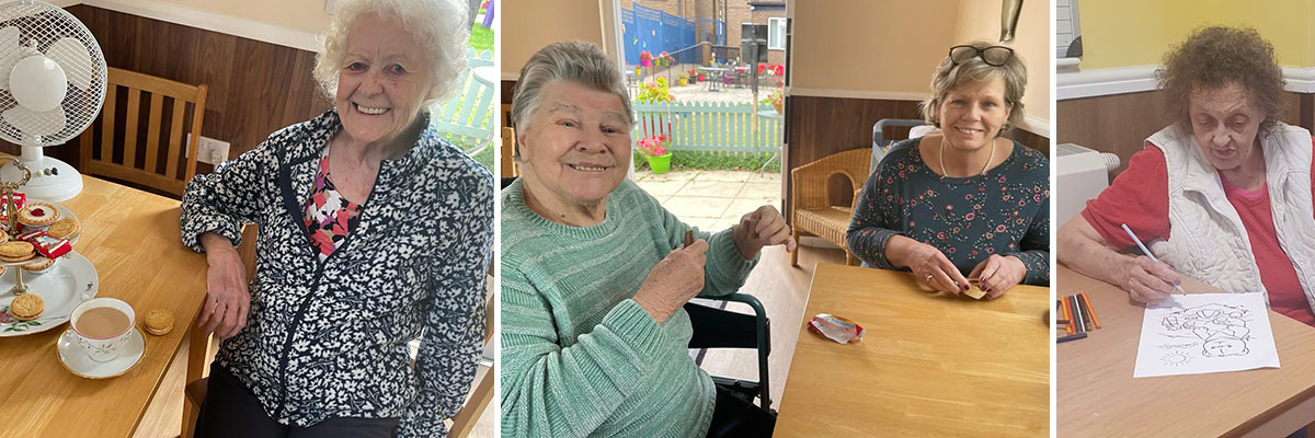 Socialising and colouring at Sonya Lodge Residential Care Home 