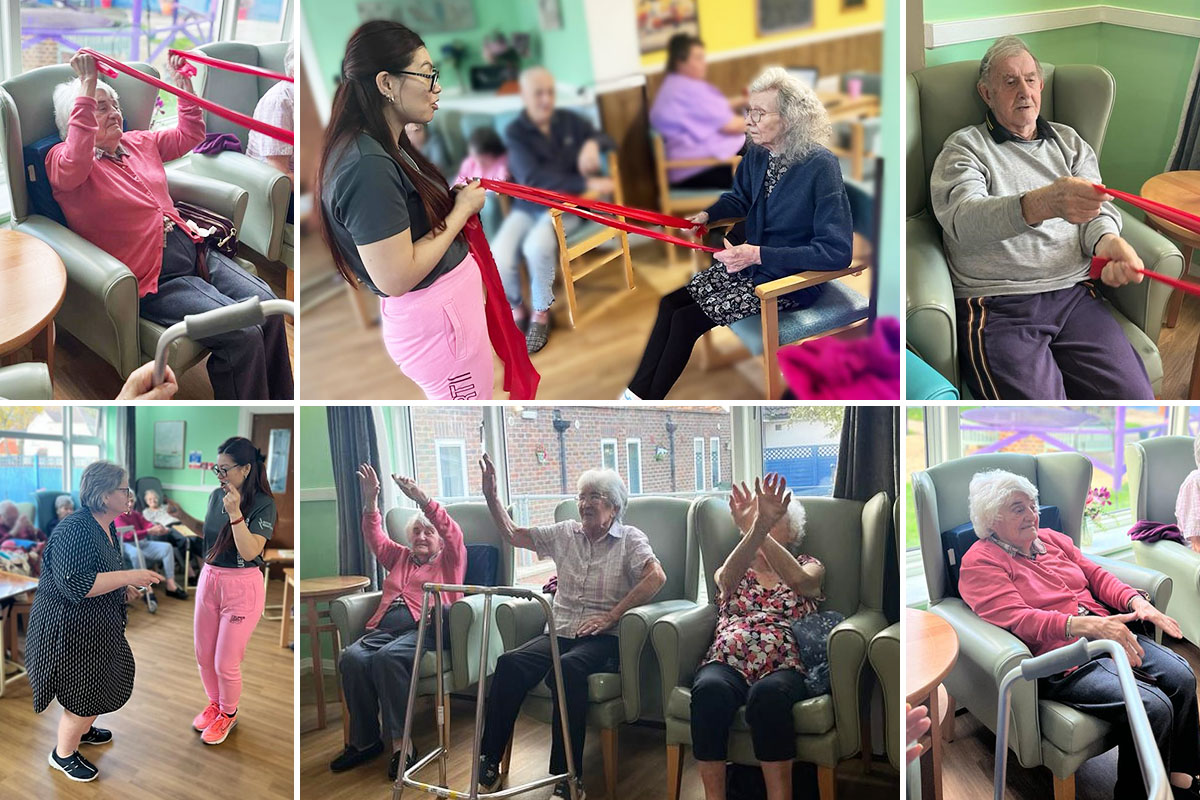 Sonya Lodge Residential Care Home residents enjoying seated exercises