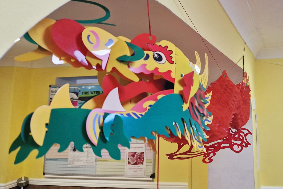 Chinese New Year Dragon at Sonya Lodge Residential Care Home