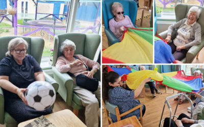 Football fun and parachute games at Sonya Lodge Residential Care Home