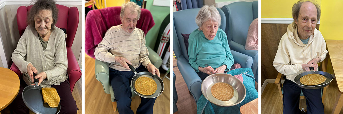 Sonya Lodge Residential Care Home residents flipping pancakes