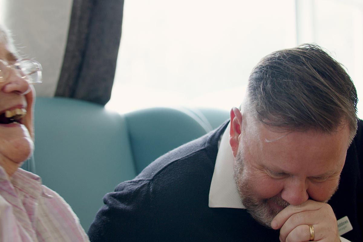 Home Manager John with a resident at Sonya Lodge Residential Care Home