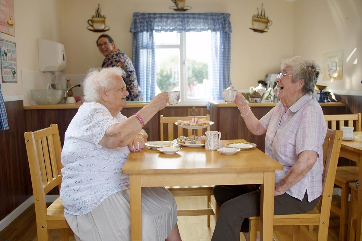 Residents in the Forget Me Not Tea Room at Sonya Lodge Residential Care Home