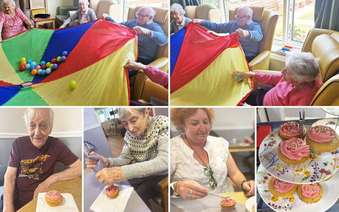 Sonya Lodge Residential Care Home residents share parachute games and delicious cupcakes