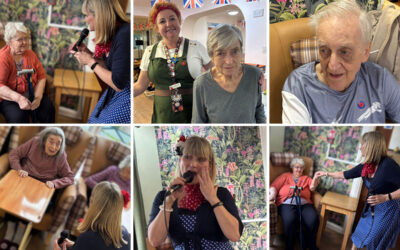 Residents and team members at Sonya Lodge Residential Care Home enjoying a Remembrance Day performance by singer Caz, featuring wartime classics and singalong favourites.