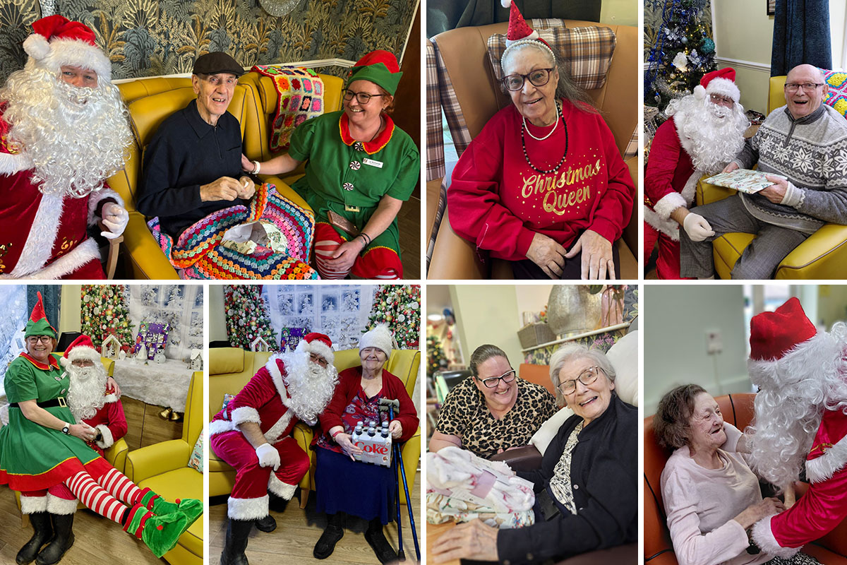 Christmas gift giving with Father Christmas at Sonya Lodge Residential Care Home