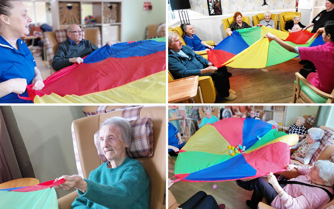Parachute game and bingo prizes at Sonya Lodge Residential Care Home