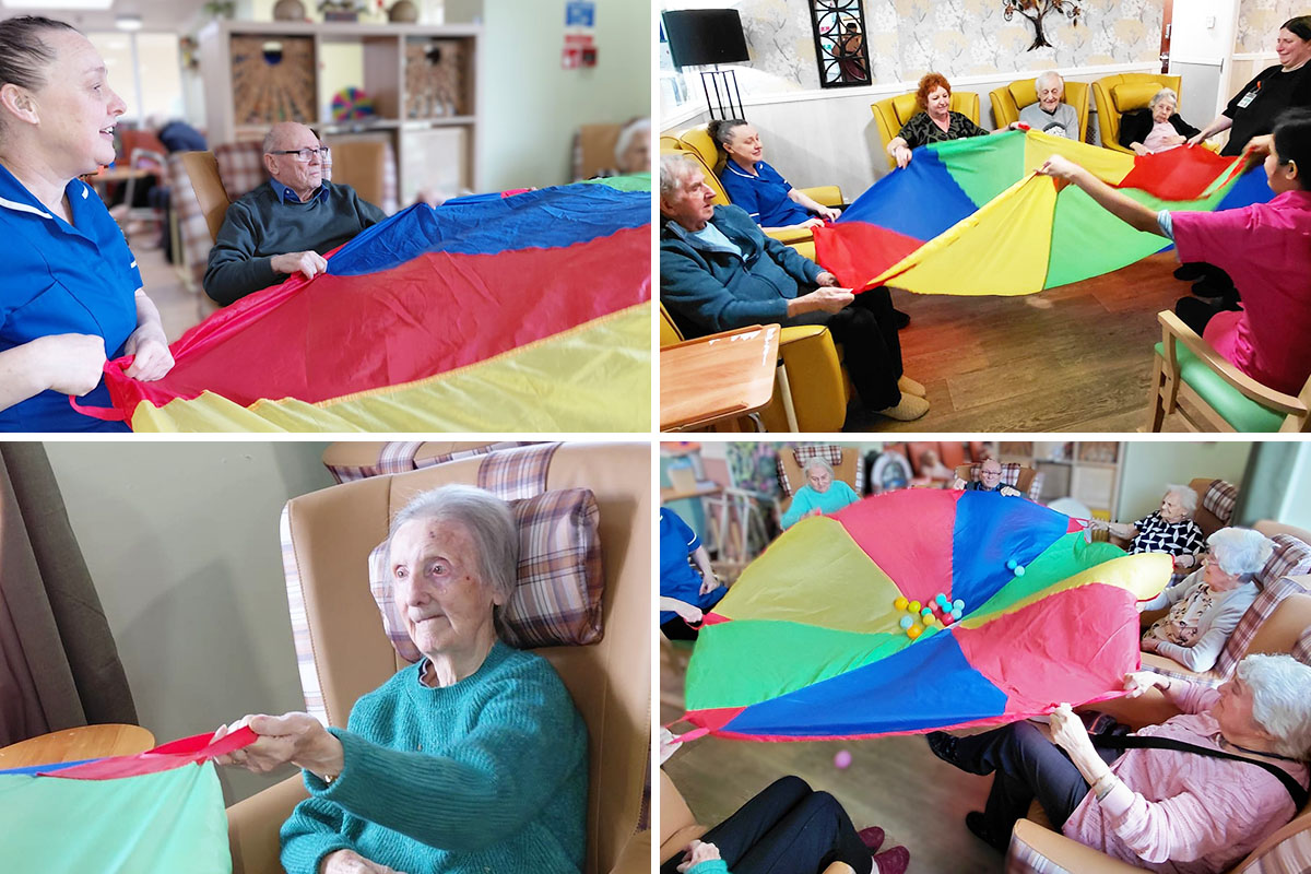 Parachute game and bingo prizes at Sonya Lodge Residential Care Home