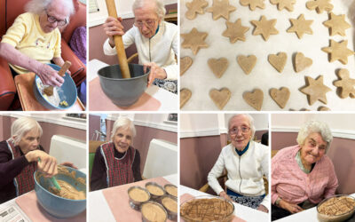 Residents at Sonya Lodge Residential Care Home making chocolate cheesecakes and gingerbread during their Cooking Club.